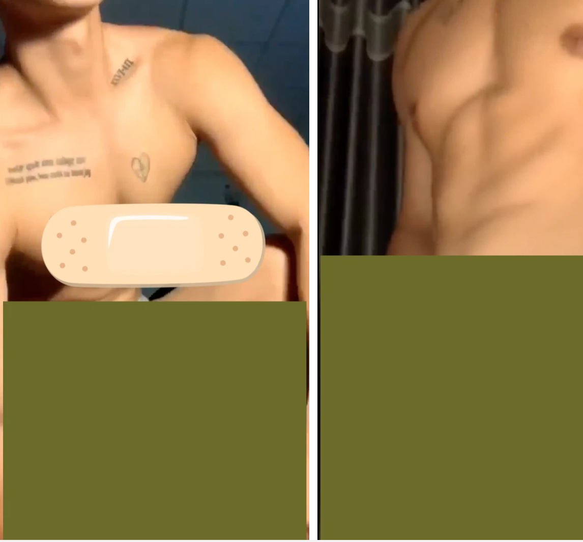 Trong những đoạn clip này một nam thanh niên đã khoe body 6 múi của mình, săn chắc vạm vỡ. Sau đó, thanh niên đã có những hành động hết sức "nóng mắt" như từ từ cởi áo, quần và để lộ vùng nhạy cảm. Tuy nhiên đoạn clip không để lộ mặt.