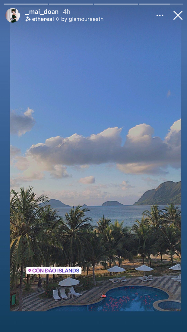 Doãn Hải My cũng đăng ảnh đi chơi Côn Đảo cùng 2 bậc phụ huynh lên story trang cá nhân của mình.