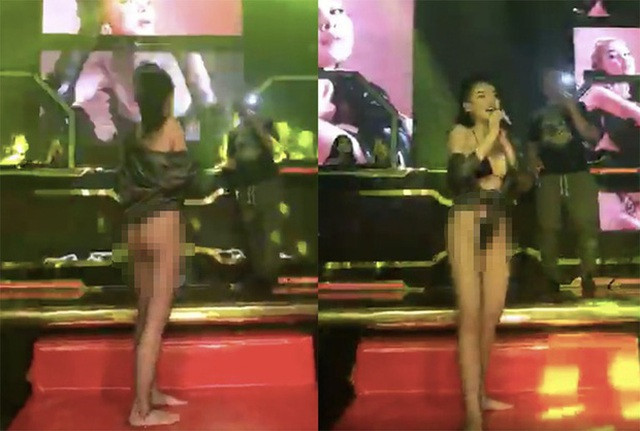 Hình ảnh ăn mặc phản cảm như bikini, khoe "vòng ba" vô cùng táo bạo lúc đi diễn ở bar của Ngân 98 đã nhận phải nhiều phản ứng tiêu cực từ cộng đồng mạng. Sau vụ việc này, Ngân 98 bị Sở Văn hóa, Thể thao và Du lịch Hà Nội phạt 40 triệu đồng và cấm diễn 4 tháng.