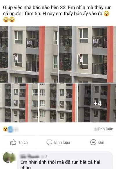 Trước đó, cũng đã từng xuất hiện những hình ảnh khiến người xem phải thót tim đến từ một nữ giúp việc khác. Người giúp việc này không ngần ngại trèo qua cửa sổ, ngồi hẳn lên thành cửa, bấu víu vào cánh cửa để lau chùi.