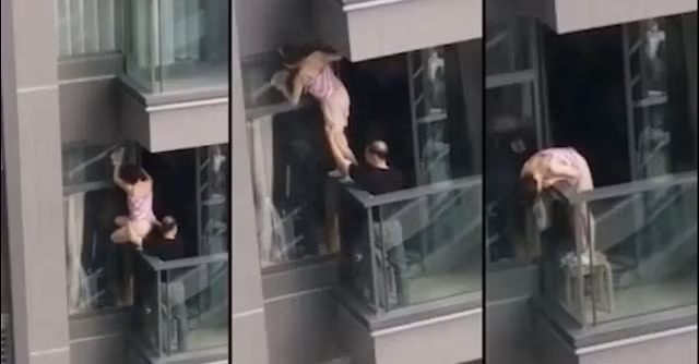 Màn lau dọn nhà cửa khiến người xem đứng tim của đôi vợ chồng Hong Kong. Ảnh: Tổng hợp