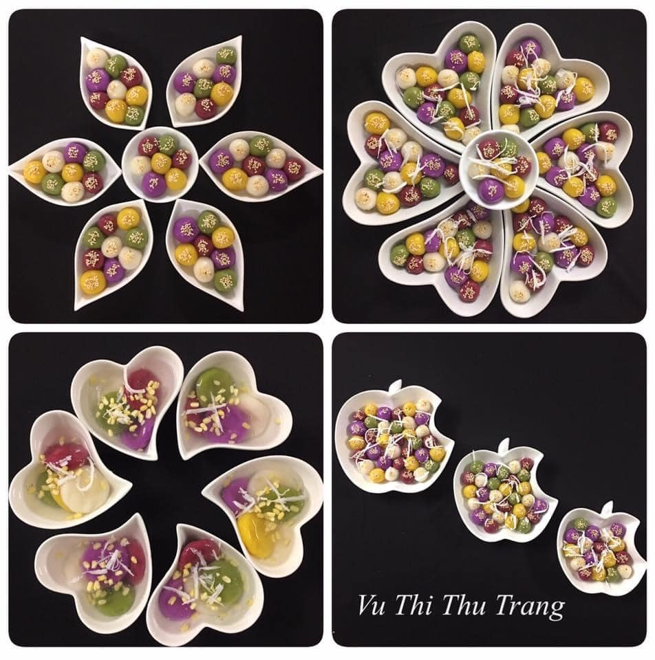 Ngắm nhìn những đĩa bánh trôi bắt mắt với đủ màu sắc nhưng vẫn giữ được điều cơ bản là hình dáng, thành phần và độ dẻo thì ai có thể cầm lòng cho được. Ảnh: Vũ Thị Thu Trang