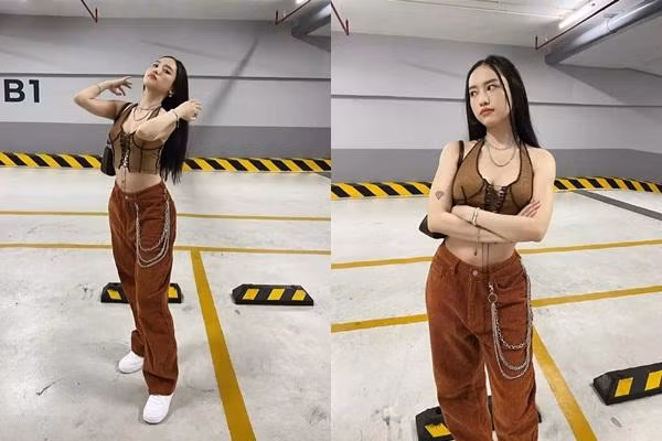 Thúy Vi ngày càng chăm diện những bộ đồ hở hang dạo phố.