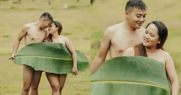 Mặc dù họ đã lấy lá chuối che đi phần nhạy cảm nhưng tựu trung lại, bộ ảnh này vẫn khiến nhiều người "nhức mắt".