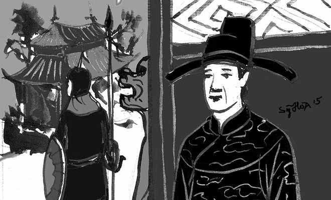 Khi đi sứ, Thám hoa Giang Văn Minh không khênh vàng để nộp. Tới ngày sinh nhật vua Minh, trong khi các nước nộp cống và chúc tụng riêng Việt Nam không nộp mà còn khóc. Khi được hỏi, Thám hoa cho biết khóc vì giỗ cụ tổ 8 đời mà không được về quê thắp hương.