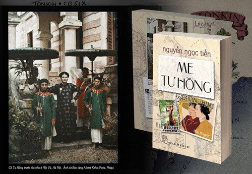 Bức ảnh bà Tư Hồng chụp trước cửa căn biệt thự ở ngõ Hội Vũ được trưng bày ở bảo tàng Albert Kahn (Pháp).