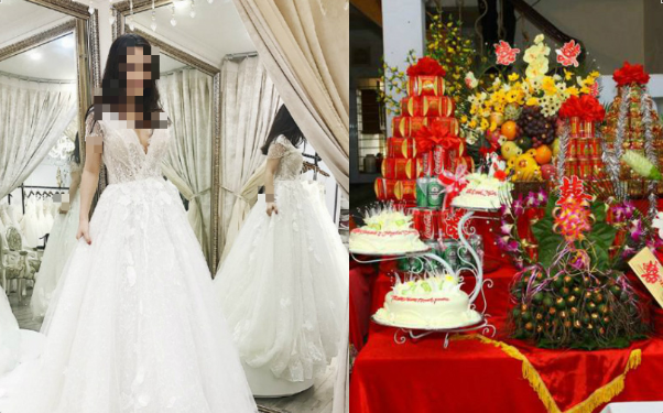 Vua hi hung dat vay cuoi khung, co dau da phai voi ban bang gia coc tra da