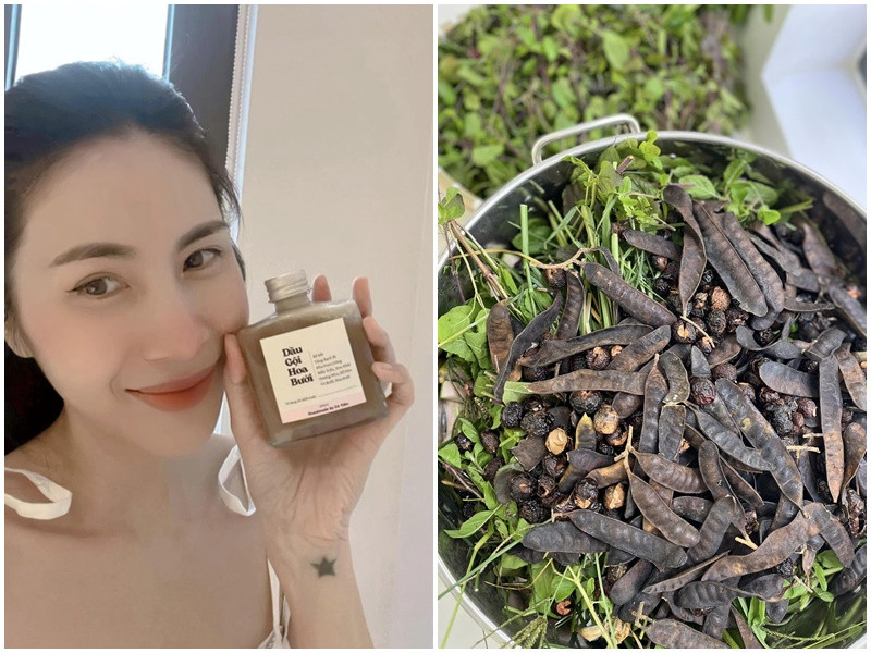 Thủy Tiên cũng gây chú ý khi tự nấu dầu gội đầu. Ảnh: FB Thủy Tiên.