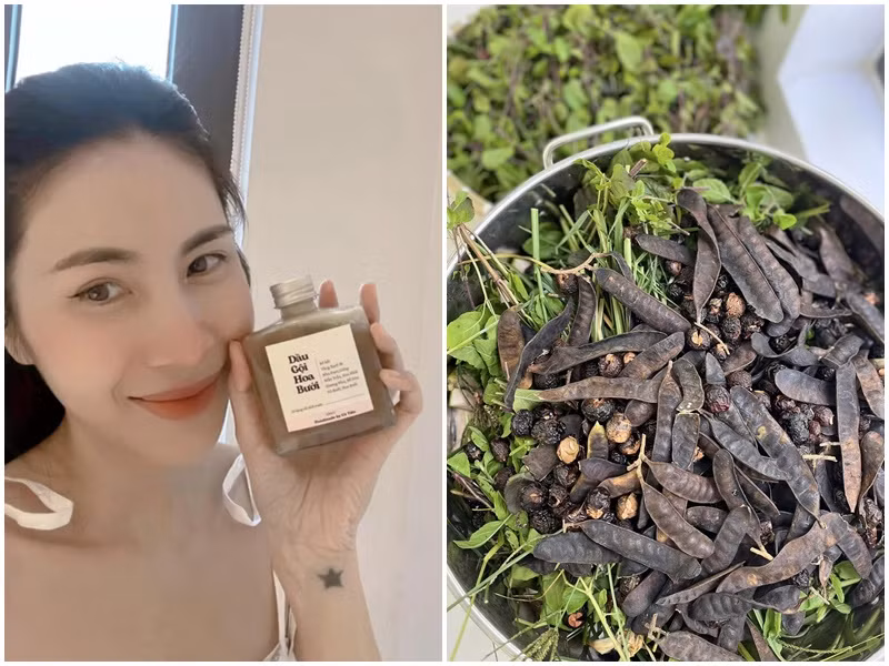 Thủy Tiên cũng gây chú ý khi tự nấu dầu gội đầu. Ảnh: FB Thủy Tiên.