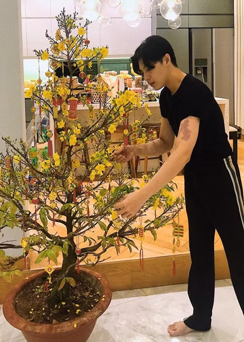 Nam ca sĩ thường chọn dịp lễ Tết để chia sẻ hình ảnh của mình trong biệt thự hơn 20 tỷ.