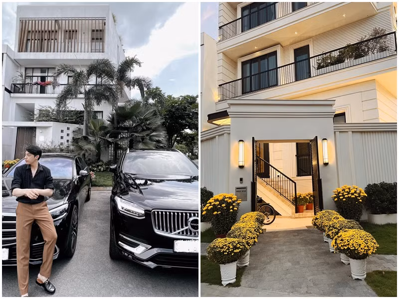 Biệt thự của nam ca sĩ Noo Phước Thịnh rộng rãi, mang tông màu trắng.