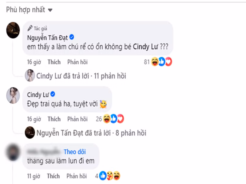 Dưới bài đăng của Đạt G, Bảo Ngọc - vợ cũ Hoài Lâm để lại bình luận: "Đẹp trai quá ha, tuyệt vời". Đạt G phản hồi bạn gái: "Em thấy anh làm chú rể có ổn không?". Bảo Ngọc đáp lại: "Đây có được xem là cầu hôn không ạ". Ảnh: FB Đạt G.