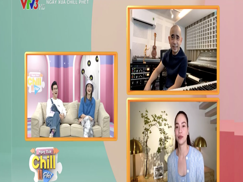 Trong chương trình Ngày xưa chill phết năm 2021, Hồ Ngọc Hà và Đức Trí có đoạn trò chuyện hài hước. Cụ thể, khi được yêu cầu kể kỷ niệm khó quên cùng nhạc sĩ Đức Trí, cô nói: "Em phải hỏi trước anh Trí, cẩn thận không anh bị nhốt luôn trong phòng ấy mà không được ra ăn cơm". Ảnh: Yeah1.