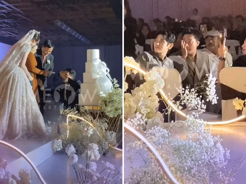 Trong đám cưới Anh Đức, Trấn Thành rơi nước mắt. Ảnh: Phụ Nữ Pháp Luật.