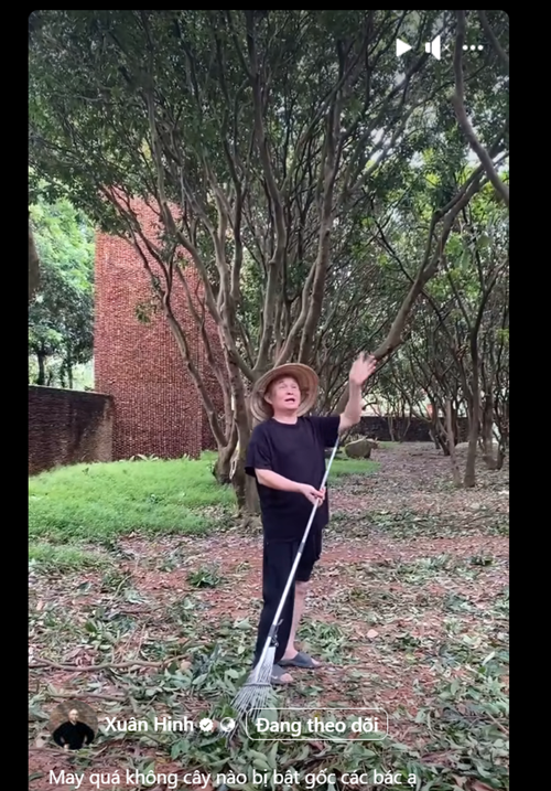  Xuân Hinh vừa dọn dẹp cơ ngơi 5.000m2 tại Hiền Ninh, Sóc Sơn, ngoại thành Hà Nội sau khi cơn bão Yagi đổ bộ. Ảnh: FB Xuân Hinh.