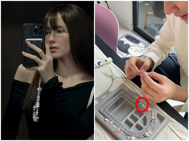 Matthis làm phụ kiện với dòng chữ M và T kèm hình trái tim ở giữa dành cho Thiều Bảo Trâm. Ảnh: Đời Sống Pháp Luật, FB Thiều Bảo Trâm.