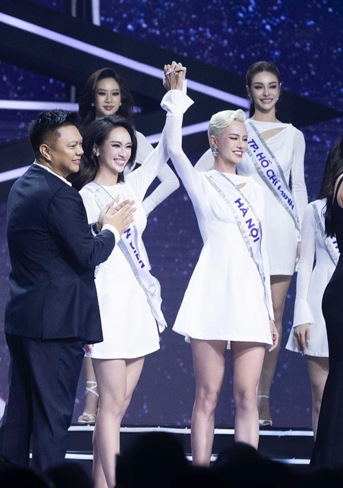Trong chung kết Miss Universe Vietnam 2024, Hà Kino và Vũ Thúy Quỳnh đoạt giải Người đẹp có dự án cộng đồng hiệu quả. Ảnh: FB Hà Kino.