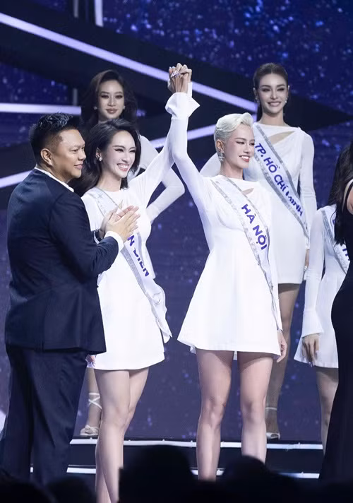 Trong chung kết Miss Universe Vietnam 2024, Hà Kino và Vũ Thúy Quỳnh đoạt giải Người đẹp có dự án cộng đồng hiệu quả. Ảnh: FB Hà Kino.
