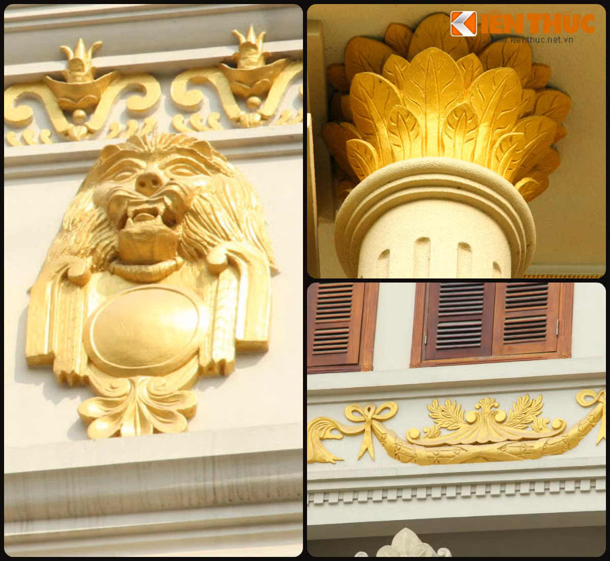 Các chi tiết đặc trưng được sơn mà vàng khiến ngôi nhà trở lên lấp lánh.