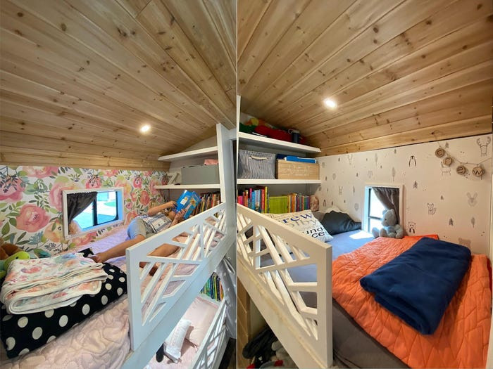 Giường tầng trong phòng ngủ dành cho các con của Emily và Colby.