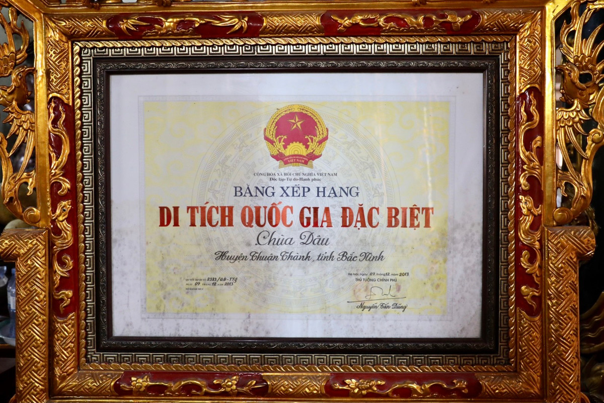 Theo ghi chép trong sách sử và bia đá, đây là ngôi chùa Phật giáo cổ nhất Việt Nam, là nơi giao lưu của hai luồng văn hóa Phật giáo, một từ Ấn Độ sang, một từ phương Bắc xuống. Chùa được xây dựng từ thế kỉ thứ 2 (khởi công xây dựng năm 187 và hoàn thành năm 226) dưới thời Sĩ Nhiếp làm thái thú. Năm 2013, chùa Dâu được công nhận là Di tích Quốc gia đặc biệt. Chùa đã tạo nên một trung tâm tín ngưỡng, tôn giáo mang đậm bản sắc dân tộc.