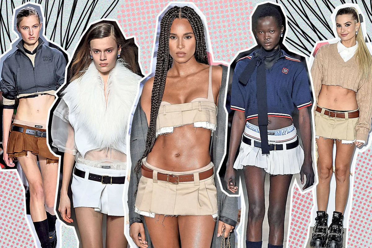 "Ông lớn" Miu Miu là một trong những nhà mốt tiên phong cho trào lưu này. Năm ngoái, trên sàn diễn Xuân - Hè 2022, thương hiệu nước Ý giới thiệu loạt váy xếp ly siêu ngắn, chuẩn phong cách Y2K, khiến một loạt thương hiệu bình dân sau đó đã bắt chước theo.