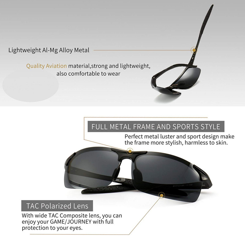 2. SUNGAIT: Mắt kính SUNGAIT có thiết kế phân cực độc quyền, cung cấp khả năng bảo vệ mắt lên đến UV400 cùng công nghệ ngăn ánh sáng chói. Về chất liệu, kính golf SUNGAIT được làm từ một số vật liệu hàng không tốt nhất và chất lượng nhất: kim loại hợp kim Al-Mg nhẹ, mạnh mẽ, bền và tạo cảm giác thoải mái khi đep. Khung kính kim loại chắc chắn với thiết kế thể thao, phù hợp cho những golfer cá tính.