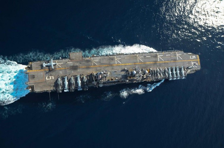 Được thiết kế với vai trò như một căn cứ nổi của lính thủy đánh bộ, USS Peleliu có sức chứa tối đa 1.703 binh sĩ, mang theo được 4 xuồng đổ bộ LCU 1610, hoặc mang kết hợp 2 LCU với 2 LCM-8, hoặc 17 chiếc LCM-6 hoặc 45 chiếc LVT (tùy nhiệm vụ).