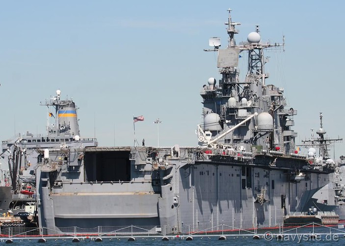 Tàu được trang bị 2 thang máy, boong tàu cho phép 9 chiếc Sea Stallions hoặc 12 chiếc Sea Knights hoạt động cùng lúc. Sau khi hiện đại hóa, USS Peleliu còn mang theo 6 máy bay phản lực cất hạ cánh thẳng đứng McDonnell Douglas AV-8B Harrier.