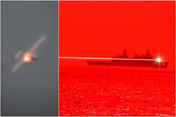 Cuối cùng, vũ khí laser rất khó để tiêu diệt các mục tiêu bọc thép và có tốc độ cao, khi đó mật độ công suất laser giảm và khả năng sát thương yếu đi. Ảnh: Tàu khu trục USS Portland bắn thử siêu vũ khí laser LWSD - Nguồn: Hải quân Mỹ.