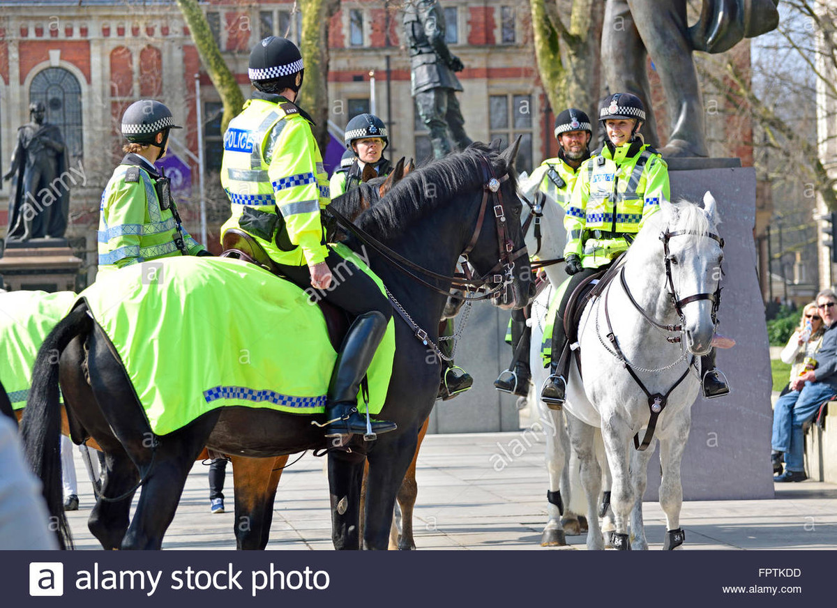 Ngoài ra, cảnh sát kỵ binh cũng giúp tạo ra một hình ảnh đẹp, thân thiện cũng như gần gũi với người dân, tạo sức hút đối với khách du lịch. Ảnh: Cảnh sát kỵ binh trên đường phố Anh.