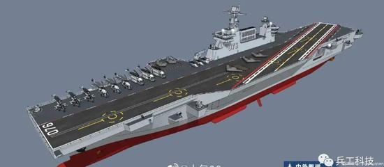 Với 4 động cơ tua-bin khí như vậy, công suất của tàu Type 075 có thể vượt tàu sân bay lớp "Queen Elizabeth" của Hải quân Hoàng gia Anh, đủ để hỗ trợ mức tiêu thụ năng lượng của hệ thống phóng điện từ và các hệ thống khác trên tàu. Ảnh: Đồ họa tàu đổ bộ Type 076 của Trung Quốc - Nguồn: Sina