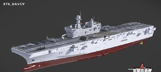 Việc Trung Quốc gần đây đang tăng cường đóng thêm tàu đổ bộ loại lớn cho thấy nước này đang cụ thể hóa việc thống nhất Đài Loan bằng vũ lực; do hiện nay năng lực đổ bộ của Hải quân Trung Quốc rất yếu, vì vậy việc tiếp tục phát triển một mẫu tàu đổ bộ trực thăng mới cho thấy quyết tâm của lãnh đạo Trung Quốc trong việc thống nhất Đài Loan bằng vũ lực trong tương lai. Ảnh: Đồ họa tàu sân bay trực thăng lớp Type 076 - Nguồn: Sina