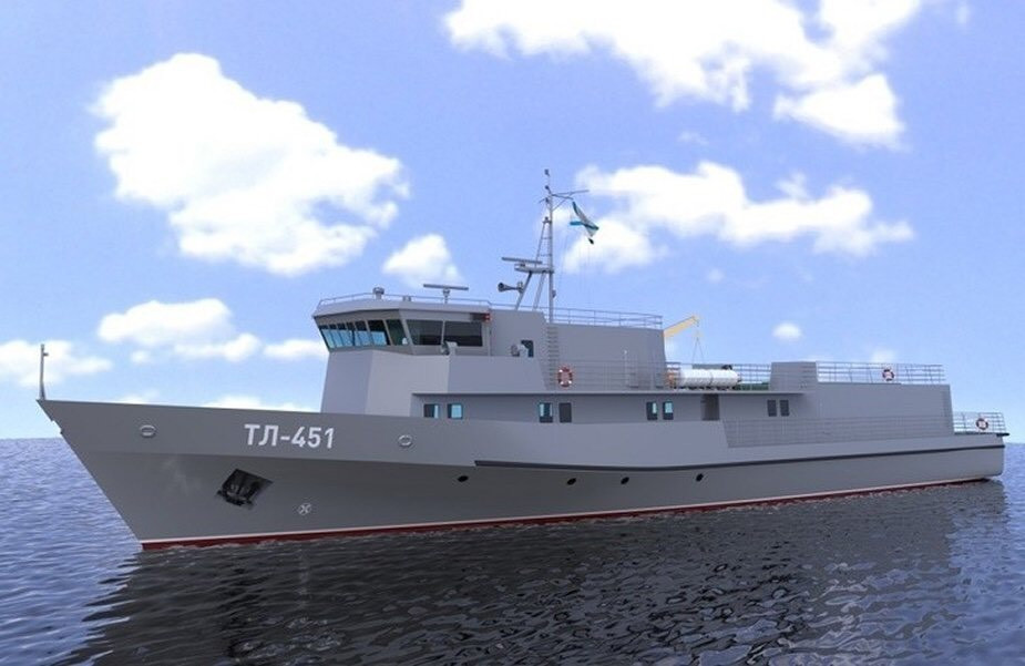 Loại tàu này được thiết kế đặc biệt, không hề trang bị vũ khí hay các tổ hợp radar phức tạp. Đuôi tàu thiết kế để phù hợp cho nhiệm vụ thu ngư lôi, ngoài ra còn được lắp đặt một cần cẩu máy ở giữa thân cho nhiệm vụ trục vớt. Ảnh: Đồ hoạ lớp 1388N3T của Nga.