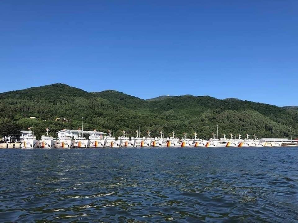 Các tàu này được đặt đóng mới chia làm 5 đợt, với con số đóng mới từng đợt cụ thể không được công bố nhưng ước tính có trên 70 chiếc loại này đã gia nhập Kiểm ngư Việt Nam. Mỗi Chi đội Kiểm ngư chủ lực gồm Chi đội 2, 3, 4 đều được biên chế hơn 20 tàu TK-1482C. Ảnh: Biên đội tàu TK-1482C đông đảo của một Chi đội Kiểm ngư chủ lực.