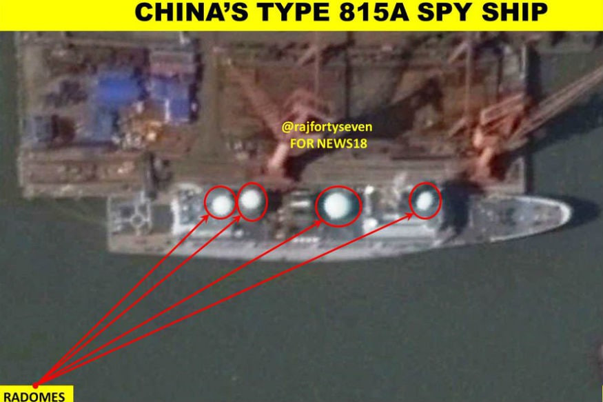 Vào tháng 1/2017, Trung Quốc tiếp tục cho ra mắt phiên bản thứ ba của dòng Type 815 mang tên Type 815A. Đây là phiên bản cải tiến mạnh mẽ nhất được trang bị các loại radar và máy móc trinh sát hiện đại nhất. Trung Quốc tiếp tục đóng bốn chiếc loại này và chiếc cuối cùng đã gia nhập biên chế hải quân Trung Quốc (PLAN) năm 2018. Hiện nay tất cả các hạm đội của Trung Quốc có ba tàu lớp Type 815 nhưng tốt nhất là hạm đội Biển bắc với hai chiếc Type 815A mới nhất. Ảnh: Không ảnh chụp một tàu Type 815A đang trong quá trình hoàn thiện tại nhà máy