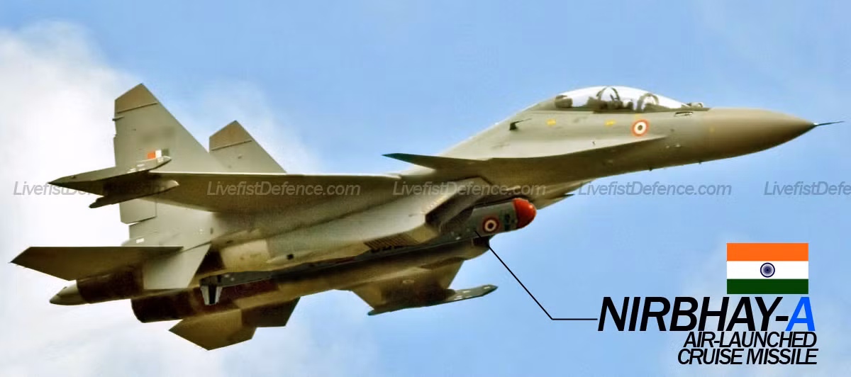 Các quan chức của DRDO cho biết thêm, tên lửa Nirbhay có khả năng xâm nhập sâu vào lãnh thổ đối phương để tiêu diệt các mục tiêu với độ chính xác cao và có thể được phóng từ nhiều phương tiện mang, phóng khác nhau, như máy bay, phương tiện/bệ phóng trên mặt đất, tàu chiến, tàu ngầm. Ảnh: Máy bay chiến đấu Su-30MKI của Ấn Độ mang tên lửa hành trình Nirbhay - Nguồn: Wikipedia.