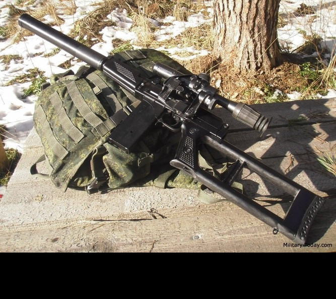 Một gá gắn kính ngắm được thiết kế lắp đặt ở phía bên trái thân súng, cho phép súng có thể sử dụng nhiều loại kính ngắm khác nhau phù hợp với từng nhiệm vụ cụ thể. Chẳng hạn như kính ngắm ngày PKS-07 và kính ngắm đêm PKN-OZM. Kính PKS-07 có độ phóng đại gấp 7 lần (tức 7X), hiển thị điểm ngắm bằng điểm đỏ chạy bằng năng lượng pin, giúp xạ thủ có thể nhanh chóng lấy đường ngắm chuẩn xác. Kính PKN-OZM được chế tạo với cơ cấu tăng cươnf hình ảnh điện quang, cho phép tiêu diệt mục tiêu ở phạm vi 200m trong đêm tối không có ánh trăng và lên tới 350m trong điều kiện thuận lợi. Ngoài ta có cũng có thể sử dụng kính ngắm quang học PSO-1-1 như trên súng bắn tỉa SVD và VSS. Ảnh: Súng bắn tỉa VSK-94 với kính ngắm PSO-1-1.