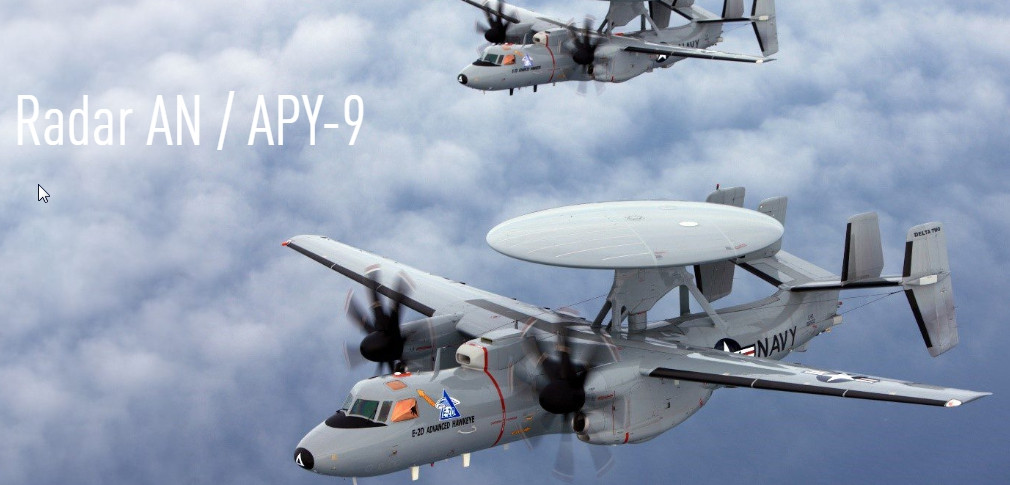Ngoài máy bay, Pháp muốn mua 10 động cơ máy bay T-56-427A, ba tổ hợp radar AN/APY-9, bốn hệ thống tác chiến điện tử AN/ALQ-217 dùng trên máy bay E-2D, một hệ thống quản lý chỉ huy, cùng với các công nghệ khác. Ảnh: Radar AN/APY-9 trên máy bay E-2C. Nguồn: Lockheed Martin
