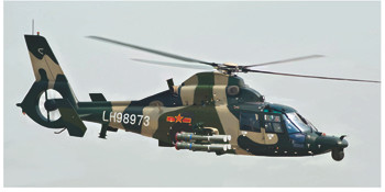 Z-19 là một sản phẩm của tập đoàn công nghiệp Cáp Nhĩ Tân (HAIG) dựa trên thiết kế của Harbin Z-9W phiên bản vũ trang. Đây lại là mẫu trực thăng Trung Quốc chế tạo có giấy phép của trực thăng AS365 Dauphin nổi tiếng của hãng Eurocopter. Ảnh: Trực thăng Z-9W của không quân Trung Quốc.