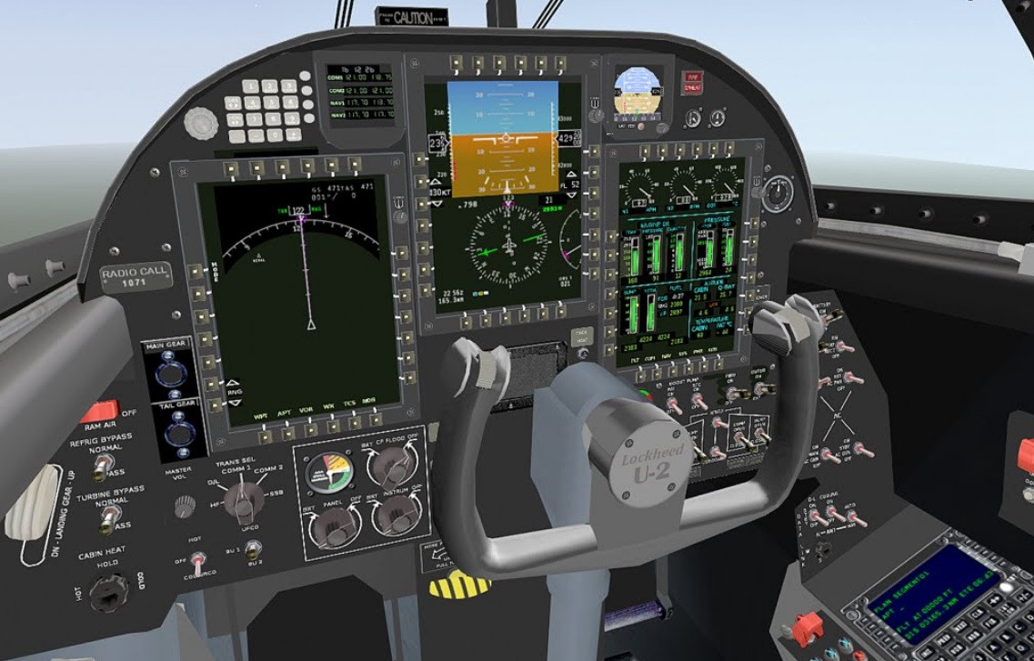 Cải tiến lớn nhất của máy bay U-2S là lắp đặt buồng lái bằng kính, màn hình hiển thị đa chức năng tiên tiến và hệ thống điện tử hàng không tăng cường. Ảnh: Buồng lái máy bay U-2S của Mỹ - Nguồn: Không quân Mỹ.