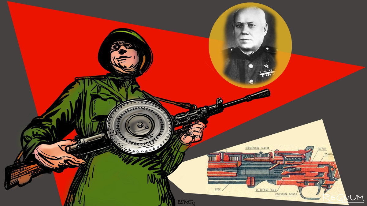 Vasily Alekseevich Degtyarev được trao danh hiệu Anh hùng Lao động Liên Xô và bốn Giải thưởng Stalin vì đã có công tạo ra nhiều loại vũ khí khác nhau. Khẩu súng mà ông phát minh được đánh giá là mẫu súng máy của lịch sử và là biểu tượng chiến thắng của Hồng quân Liên Xô trong cuộc chiến tranh Vệ quốc vĩ đại. Ảnh: Áp phích về Trung liên Degtyarev và người phát minh ra súng Vasily Alekseevich Degtyarev - Nguồn: Wikipedia.