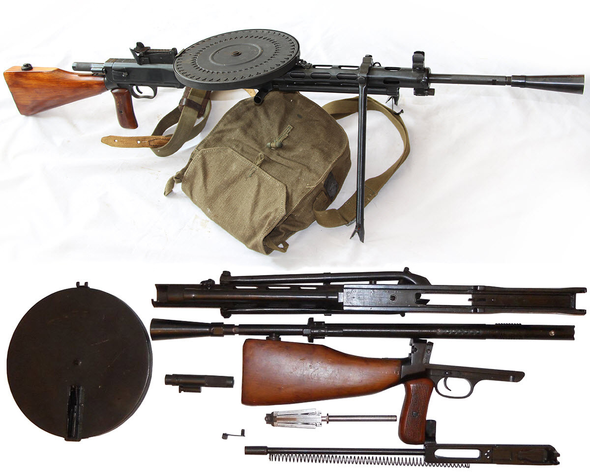 Khẩu DP có thiết kế đơn giản, súng có cấu tạo gồm 6 bộ phận và chịu được điều kiện cát bụi rất tốt. Những người lính Liên Xô còn nói vui rằng vũ khí này chỉ phát huy tối đa uy lực sau khi vùi nó vào trong cát. Ảnh: Cấu tạo khẩu trung liên Degtyarev - Nguồn: Wikipedia.