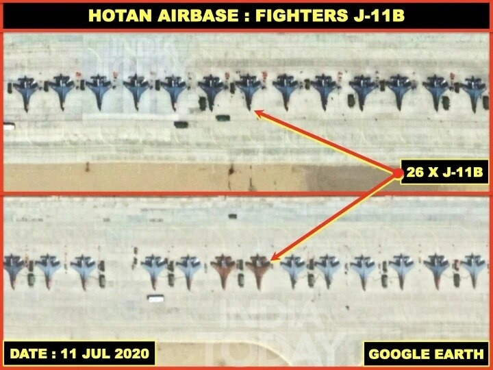 Ngoài J-20 căn cứ Hotan hiện là “đại bản doanh” của một loạt các máy bay chiến đấu khác của KQ Trung Quốc như tiêm kích J-11B hay J-8II. Chúng được triển khai từ khi căng thẳng biên giới Trung - Ấn leo thang.