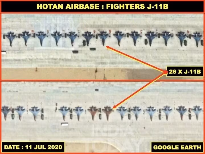 Ngoài J-20 căn cứ Hotan hiện là “đại bản doanh” của một loạt các máy bay chiến đấu khác của KQ Trung Quốc như tiêm kích J-11B hay J-8II. Chúng được triển khai từ khi căng thẳng biên giới Trung - Ấn leo thang.