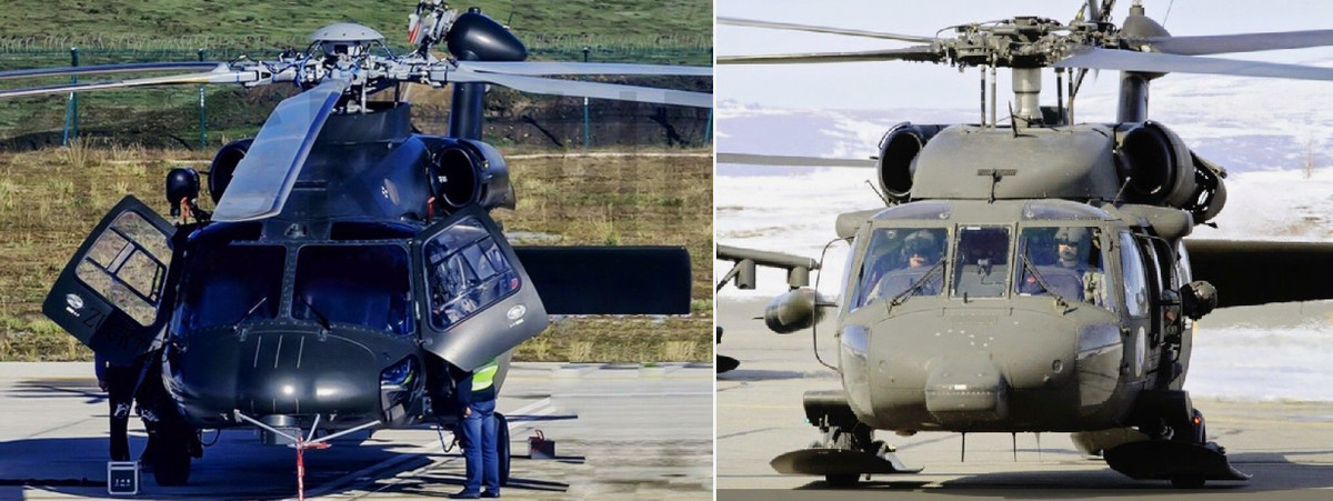Phần còn lại của trực thăng Z-20 khác rất ít so với S-70C-2; với mục đích nhằm để vận chuyển người và hàng hóa, do vậy Z-20 có khoang hàng rộng. Trực thăng được điều khiển bởi hai phi công và có thể chở 10 người hoặc số hàng hóa tương đương. Ảnh: Z-20 (trái) và S-70C-2.