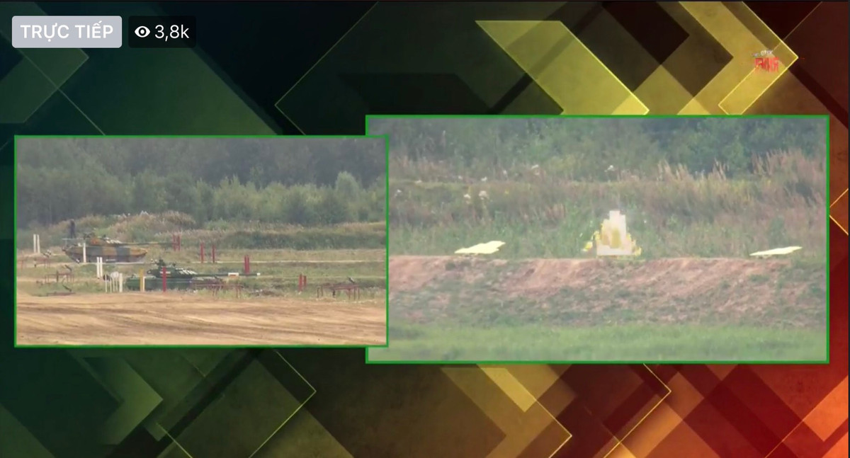 Tiến vào vòng đua cuối cùng, đội Việt Nam thực hiện bài bắn súng máy đồng trục PKT cỡ 7.62mm tiêu diệt bia mục tiêu mô phỏng lính bộ binh ở khoảng cách hơn 600m. Pháo thủ ta cũng đã xuất sắc hạ gục mục tiêu nhanh chóng, cơ động ra khỏi tuyến bắn và vượt qua xe tăng của đội Nam Ossetia vốn được xuất phát trước. Ảnh: Bia mô phỏng bộ binh với súng chống tăng RPG của Việt Nam bị tiêu diệt.