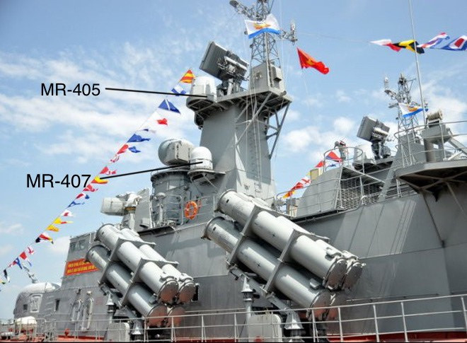 Ảnh: Sơ đồ bố trí các hệ thống tác chiến điện tử trên tàu tên lửa tấn công nhanh 12418 Molniya.