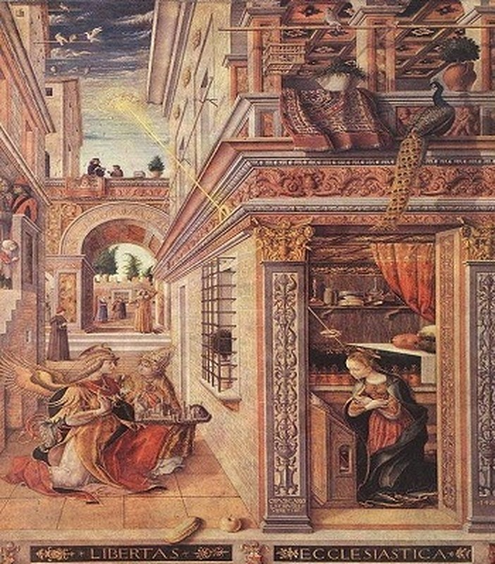 Tiếp đến, bức tranh "Truyền tin với Thánh Emidius" do họa sĩ Carlo Crivelli vẽ năm 1486 có mô tả một vật thể tròn phát ra chùm ánh sáng chiếu xuống Đức mẹ Đồng trinh Mary.