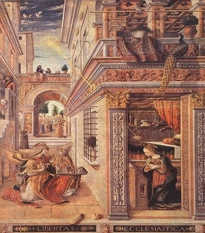 Tiếp đến, bức tranh "Truyền tin với Thánh Emidius" do họa sĩ Carlo Crivelli vẽ năm 1486 có mô tả một vật thể tròn phát ra chùm ánh sáng chiếu xuống Đức mẹ Đồng trinh Mary.